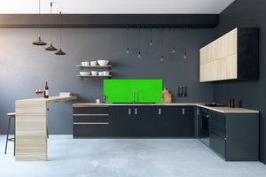 Contemporary glass kitchen panel - Wide format wall backsplash: Yellow Green