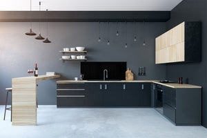 Contemporary glass kitchen panel - Wide format wall backsplash: Black