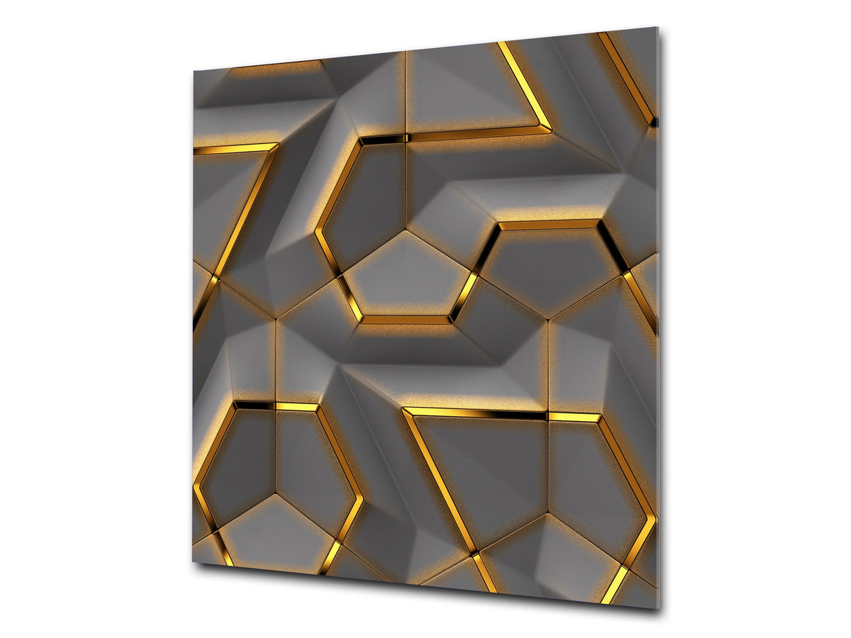 Unique Glass kitchen panel – Tempered Glass backsplash – Art design Glass Upstand NBS09 Colourful Variety Series: Glossy geometric modules