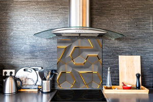 Unique Glass kitchen panel – Tempered Glass backsplash – Art design Glass Upstand NBS09 Colourful Variety Series: Glossy geometric modules