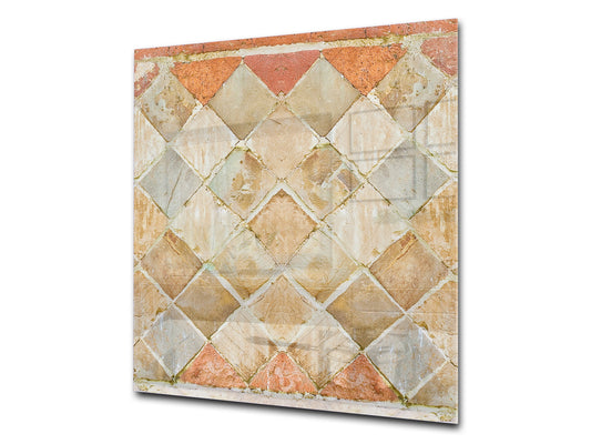 Stunning printed Glass backsplash – Tempered glass kitchen wall panel NBS07 Vintage leaves and patterns Series: Medieval Italian wall pattern