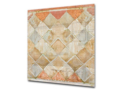 Stunning printed Glass backsplash – Tempered glass kitchen wall panel NBS07 Vintage leaves and patterns Series: Medieval Italian wall pattern