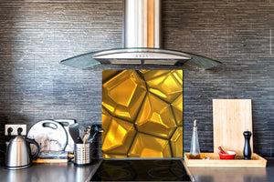 Stylish Tempered glass backsplash – Glass kitchen splashback – Glass upstand NBS08 Golden Waves Series: Gold bars