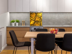 Paraschizzi vetro rinforzato – Paraspruzzi artistico stampato su vetro BS12 Trame bianche e grigi: Geometry Squares 2