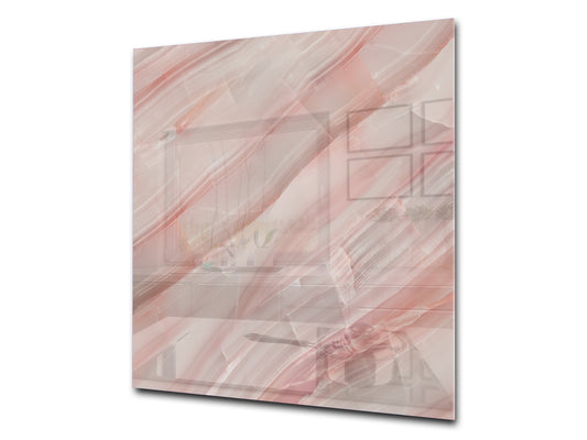 Unique Glass kitchen panel – Tempered Glass backsplash – Art design Glass Upstand NBS02 Marbles 2 Series: Carrara pink marble