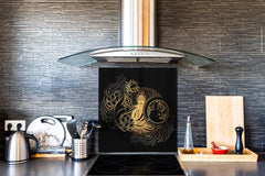Printed tempered glass backsplash – Glass kitchen splashback NBS13 Abstract Graphics Series: Ethnic spirituality