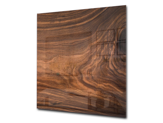 Printed tempered glass backsplash – Glass kitchen splashback NBS06 Textures and tiles 2 Series: Nutwood pattern
