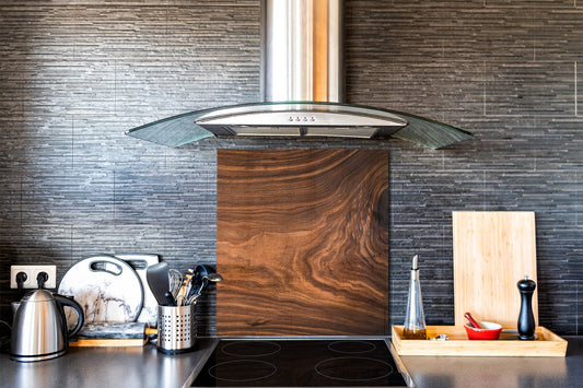 Printed tempered glass backsplash – Glass kitchen splashback NBS06 Textures and tiles 2 Series: Nutwood pattern