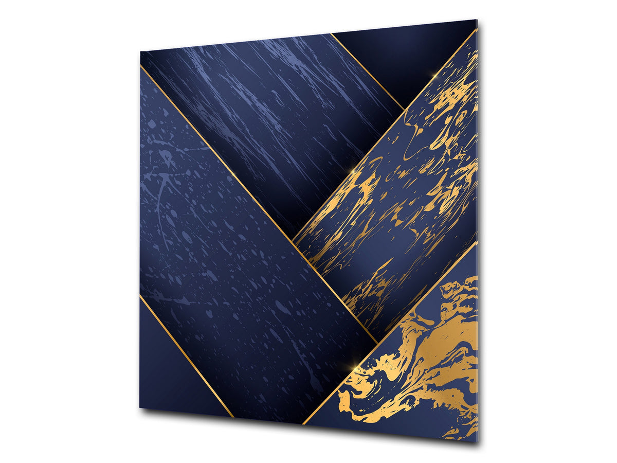 Glass kitchen backsplash – Tempered Glass splashback – Photo backsplash NBS10 Decorative Surfaces Series: Luxury blue panels