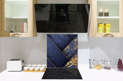 Glass kitchen backsplash – Tempered Glass splashback – Photo backsplash NBS10 Decorative Surfaces Series: Luxury blue panels