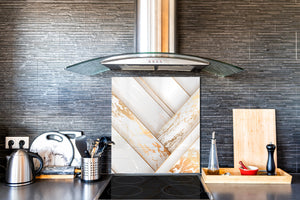 Glass kitchen backsplash – Tempered Glass splashback – Photo backsplash NBS10 Decorative Surfaces Series: Luxury white panels