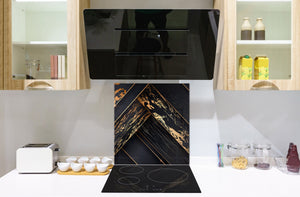 Glass kitchen backsplash – Tempered Glass splashback – Photo backsplash NBS10 Decorative Surfaces Series: Luxury black panels