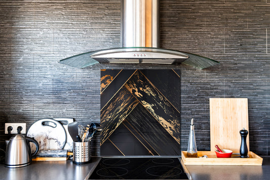 Glass kitchen backsplash – Tempered Glass splashback – Photo backsplash NBS10 Decorative Surfaces Series: Luxury black panels