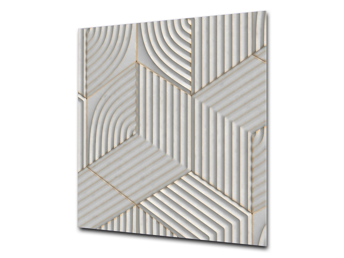 Glass kitchen backsplash – Tempered Glass splashback – Photo backsplash NBS10 Decorative Surfaces Series: White hexagons