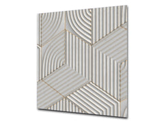 Glass kitchen backsplash – Tempered Glass splashback – Photo backsplash NBS10 Decorative Surfaces Series: White hexagons