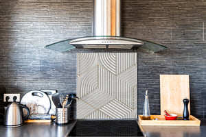 Glass kitchen backsplash – Tempered Glass splashback – Photo backsplash NBS10 Decorative Surfaces Series: White hexagons
