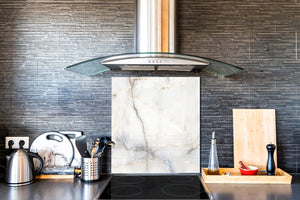 Unique Glass kitchen panel – Tempered Glass backsplash – Art design Glass Upstand NBS02 Marbles 2 Series: White marble design