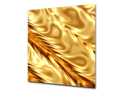 Stylish Tempered glass backsplash – Glass kitchen splashback – Glass upstand NBS08 Golden Waves Series: Luxury fabric 2