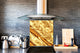 Stylish Tempered glass backsplash – Glass kitchen splashback – Glass upstand NBS08 Golden Waves Series: Luxury fabric 2