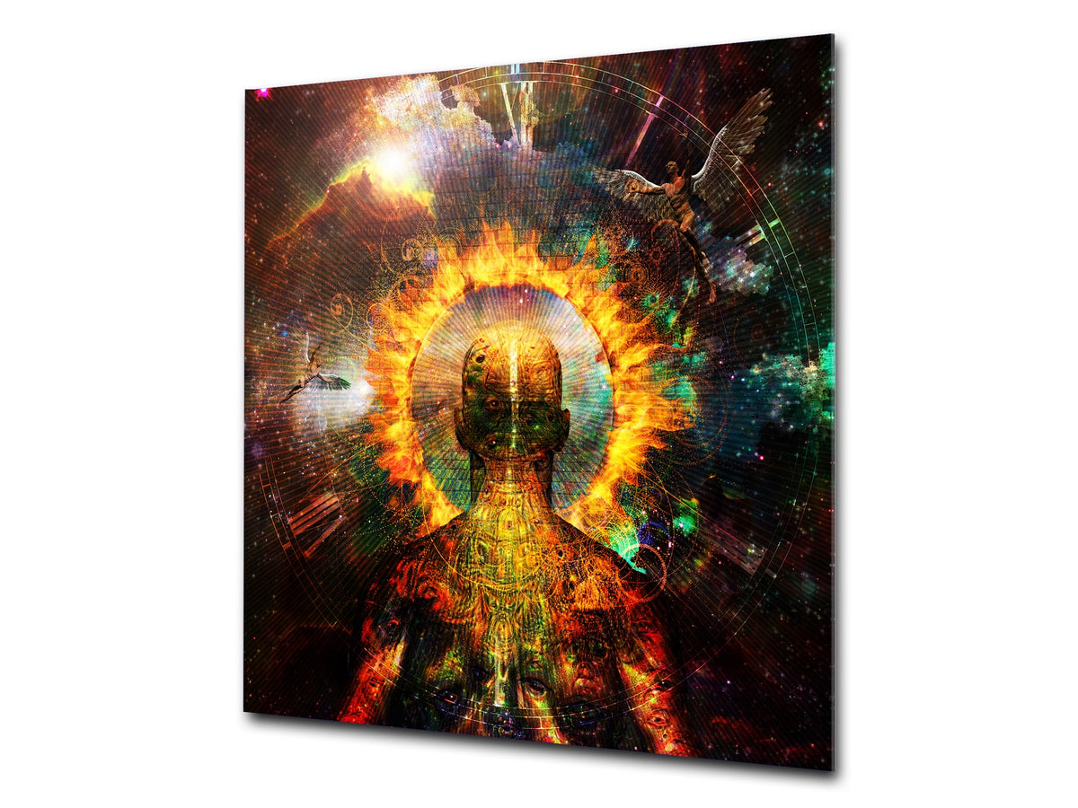 Printed tempered glass backsplash – Glass kitchen splashback NBS13 Abstract Graphics Series: Ring of fire