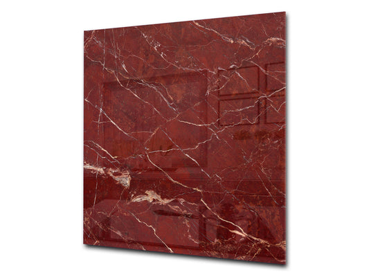 Unique Glass kitchen panel – Tempered Glass backsplash – Art design Glass Upstand NBS02 Marbles 2 Series: Polished red mineral