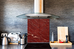 Unique Glass kitchen panel – Tempered Glass backsplash – Art design Glass Upstand NBS02 Marbles 2 Series: Polished red mineral