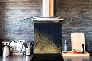 Stylish Tempered glass backsplash – Glass kitchen splashback – Glass upstand NBS08 Golden Waves Series: Wave of glitter