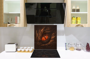 Printed tempered glass backsplash – Glass kitchen splashback NBS13 Abstract Graphics Series: Eye of fantasy dragon