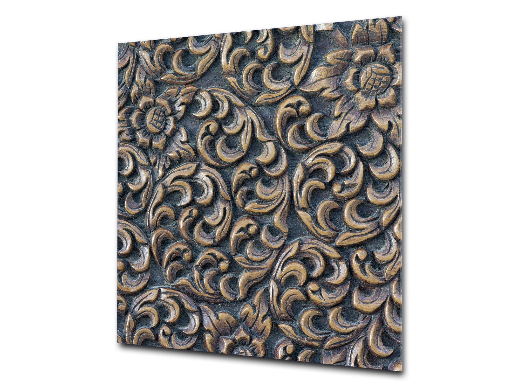 Glass kitchen backsplash – Tempered Glass splashback – Photo backsplash NBS10 Decorative Surfaces Series: Wooden flowers