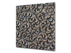 Glass kitchen backsplash – Tempered Glass splashback – Photo backsplash NBS10 Decorative Surfaces Series: Wooden flowers