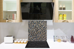 Glass kitchen backsplash – Tempered Glass splashback – Photo backsplash NBS10 Decorative Surfaces Series: Wooden flowers