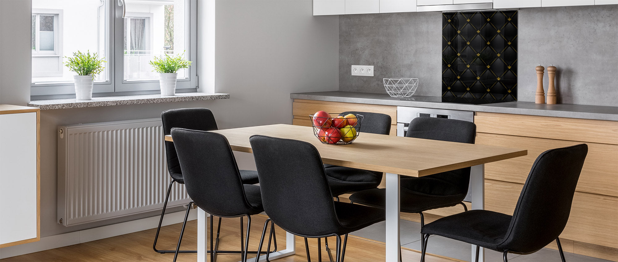 Glass kitchen backsplash – Tempered Glass splashback – Photo backsplash NBS10 Decorative Surfaces Series: Vector black leather background