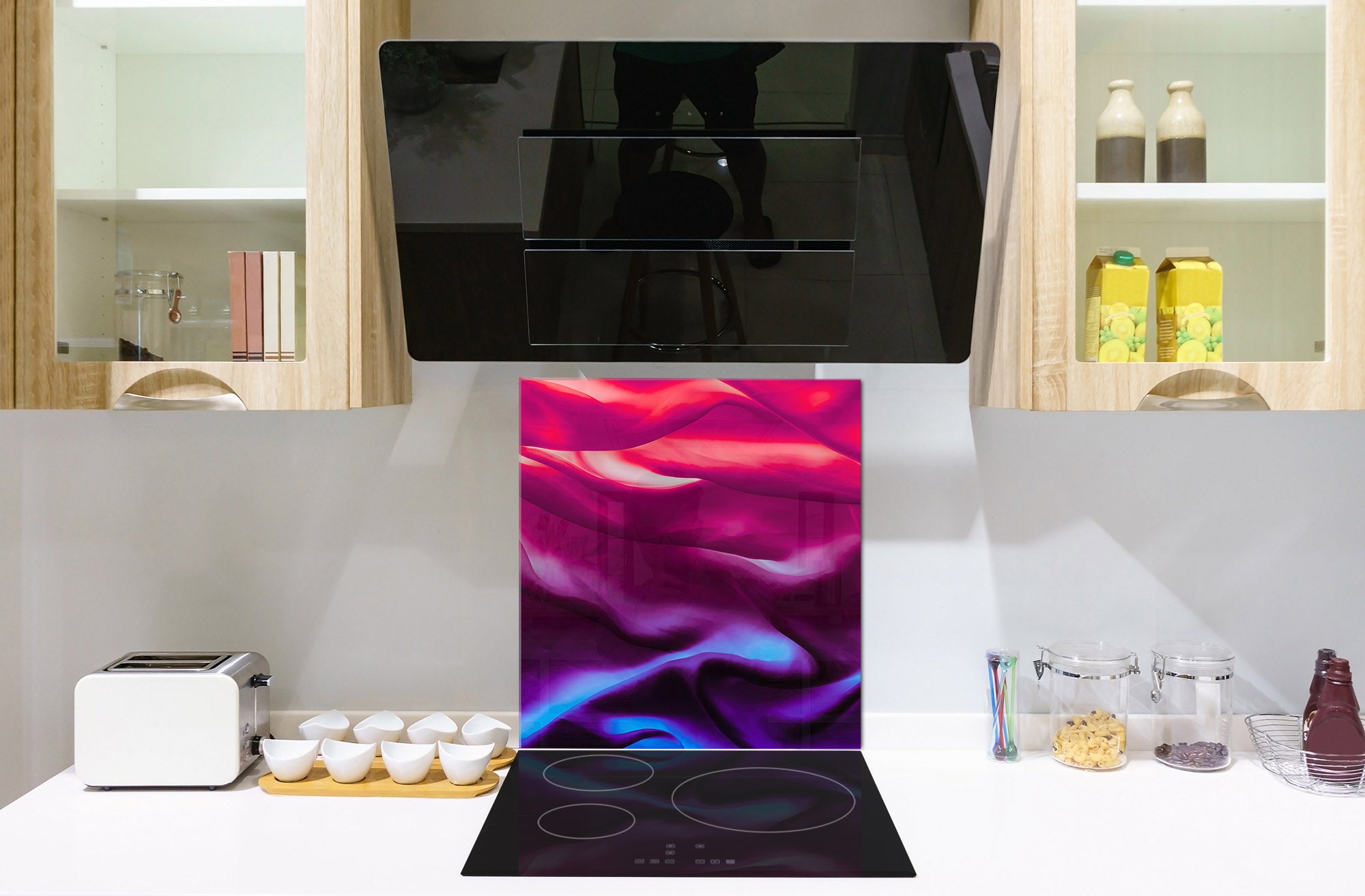Unique Glass kitchen panel – Tempered Glass backsplash – Art design Glass Upstand NBS09 Colourful Variety Series: Colourful silk