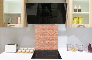 Printed Tempered glass wall art – Glass kitchen backsplash NBS05 Textures and tiles 1 Series: Vintage red brick texture