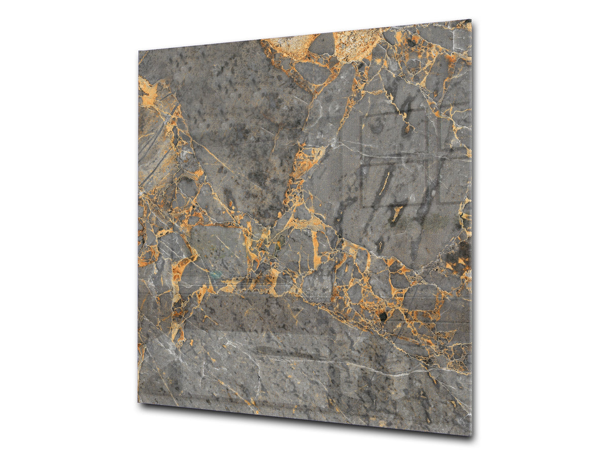 Stylish Tempered glass backsplash – Glass kitchen splashback – Glass upstand NBS01 Marbles 1 Series: Luxurious dark grey marble