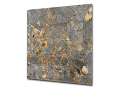 Unique Glass kitchen panel – Tempered Glass backsplash – Art design Glass Upstand NBS02  Marbles 2 Series: Agate interwoven with gold