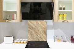 Stylish Tempered glass backsplash – Glass kitchen splashback – Glass upstand NBS01 Marbles 1 Series: Golden mineral