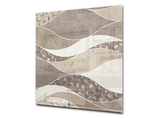 Stunning printed Glass backsplash – Tempered glass kitchen wall panel NBS07 Vintage leaves and patterns Series: Tropical palm leaves