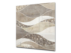 Stunning printed Glass backsplash – Tempered glass kitchen wall panel NBS07 Vintage leaves and patterns Series: Tropical palm leaves