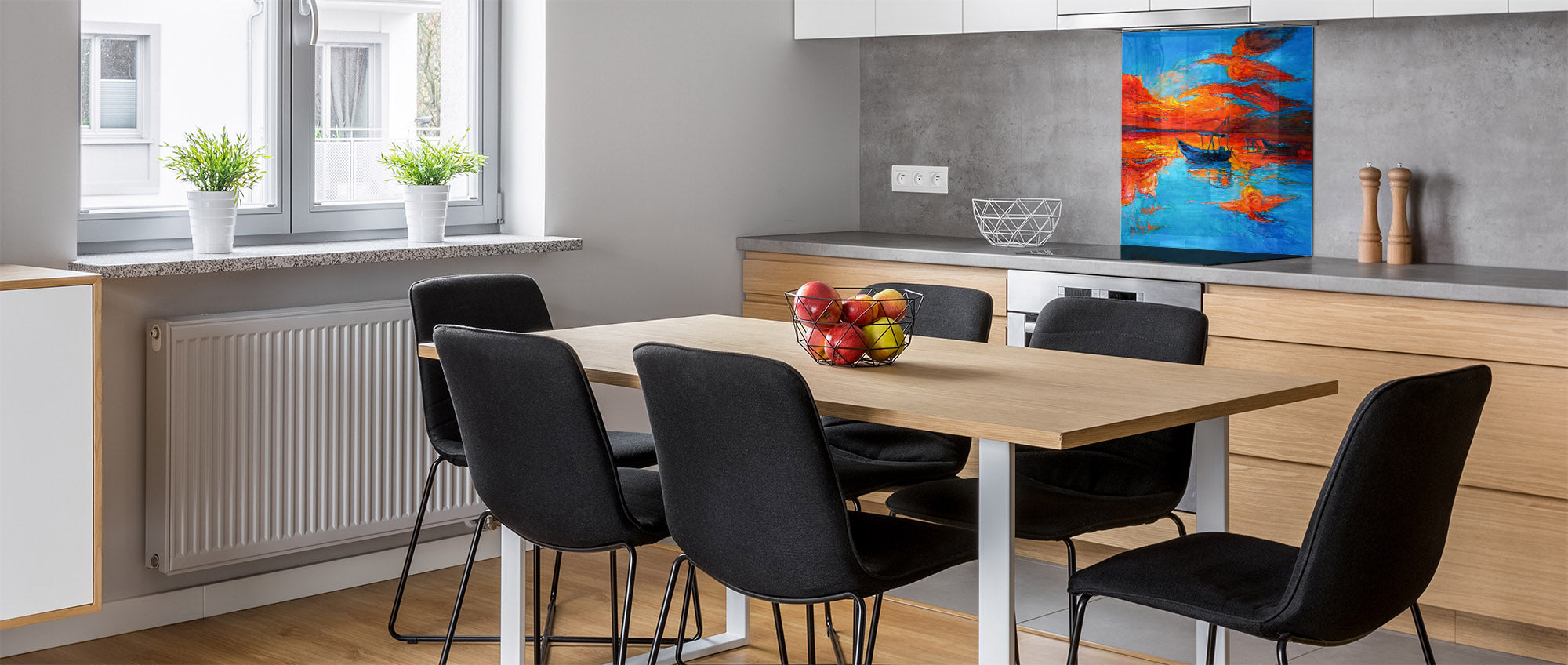 Printed Tempered glass wall art – Glass kitchen backsplash NBS12 Paintings Series: Canvas colourful cat