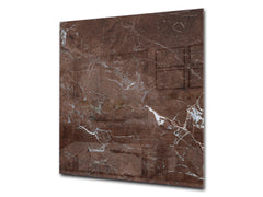 Unique Glass kitchen panel – Tempered Glass backsplash – Art design Glass Upstand NBS02 Marbles 2 Series: Polished brown stone