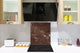 Unique Glass kitchen panel – Tempered Glass backsplash – Art design Glass Upstand NBS02 Marbles 2 Series: Polished brown stone