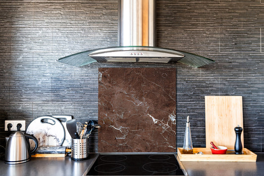 Unique Glass kitchen panel – Tempered Glass backsplash – Art design Glass Upstand NBS02 Marbles 2 Series: Polished brown stone