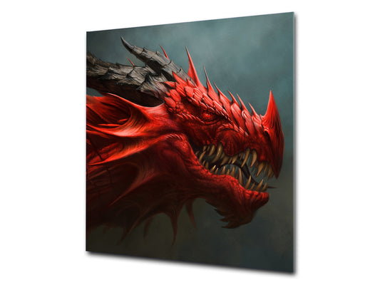 Printed tempered glass backsplash – Glass kitchen splashback NBS13 Abstract Graphics Series: Fierce dragon