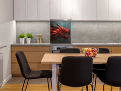 Printed tempered glass backsplash – Glass kitchen splashback NBS13 Abstract Graphics Series: Fierce dragon