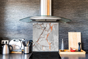 Unique Glass kitchen panel – Tempered Glass backsplash – Art design Glass Upstand NBS02 Marbles 2 Series: Glossy slab marble texture