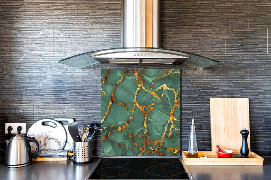 Stylish Tempered glass backsplash – Glass kitchen splashback – Glass upstand NBS01 Marbles 1 Series: Swirls of marble