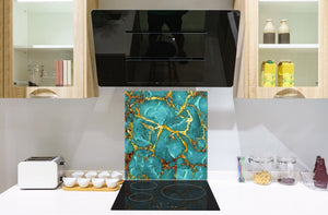 Stylish Tempered glass backsplash – Glass kitchen splashback – Glass upstand NBS01 Marbles 1 Series: Rippled marble surface