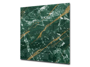 Stylish Tempered glass backsplash – Glass kitchen splashback – Glass upstand NBS01 Marbles 1 Series: Green marble with golden veins 1