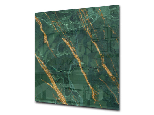 Stylish Tempered glass backsplash – Glass kitchen splashback – Glass upstand NBS01 Marbles 1 Series: Green marble with golden veins 2